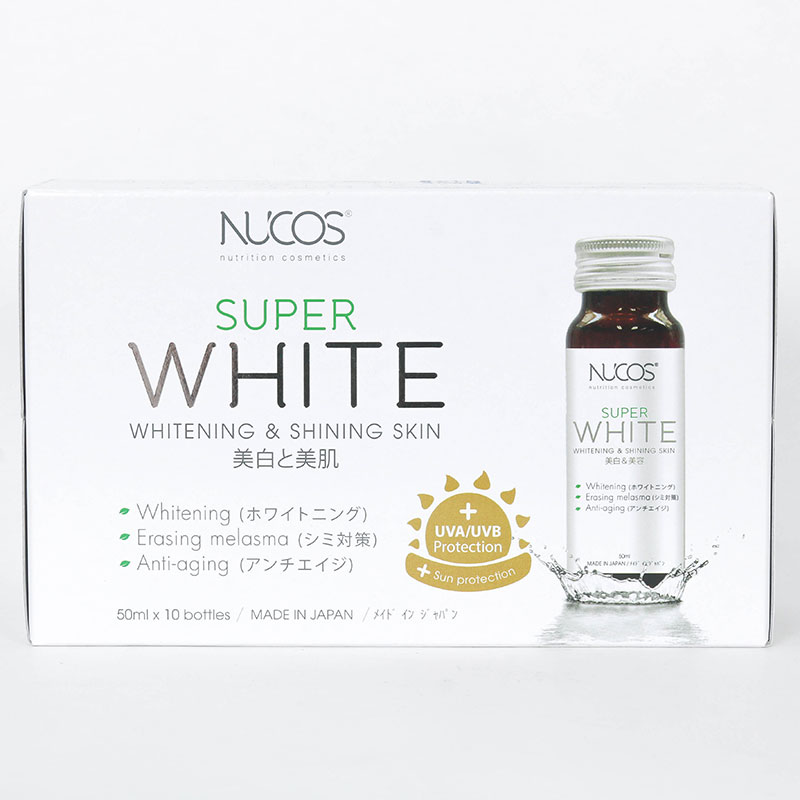 TPBVSK: Nước uống Nucos Super White Nhật Bản 50mlx10 chai, bổ sung Collagen, giảm nám, dưỡng da sáng đẹp thương hiệu NUCOS