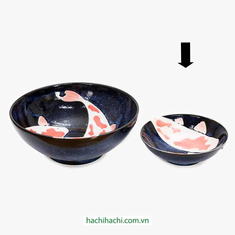 Tô sứ Nhật Bản 14.5cm (Cá Koi), dùng được lò vi sóng thương hiệu 