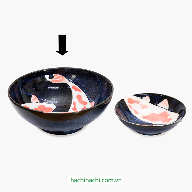 Tô sứ Nhật Bản, tô đại, bát ô tô, bát tô canh, bát ăn mì 21.5cm (Cá Koi), dùng được lò vi sóng thương hiệu 