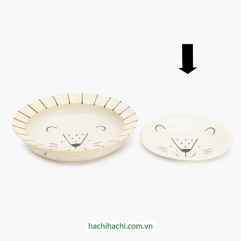 Đĩa sứ Nhật Bản 16.5cm Sư tử, dùng được lò vi sóng thương hiệu 