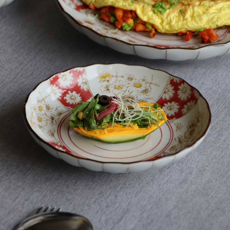 Đĩa sứ Nhật Bản 16cm, đĩa gốm sứ nông lòng, cạn lòng (Hoa cúc), dùng được lò vi sóng thương hiệu 