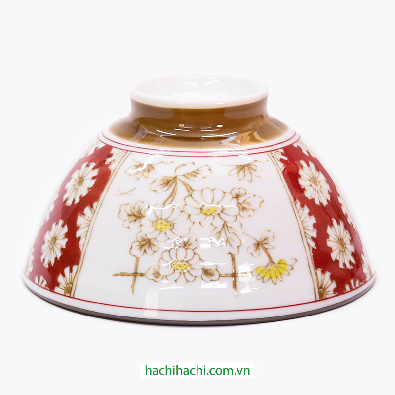 Chén bát sứ Nhật Bản, chén bát ăn cơm 12.5cm (Hoa cúc), dùng được lò vi sóng thương hiệu 