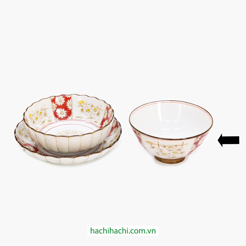 Chén bát sứ Nhật Bản, chén bát ăn cơm 12.5cm (Hoa cúc), dùng được lò vi sóng thương hiệu 