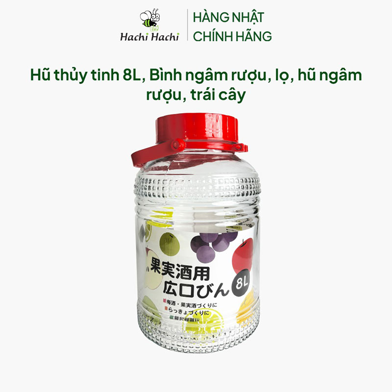 Hũ thủy tinh 8L, Bình ngâm rượu, lọ, hũ ngâm rượu, trái cây thương hiệu LIVING