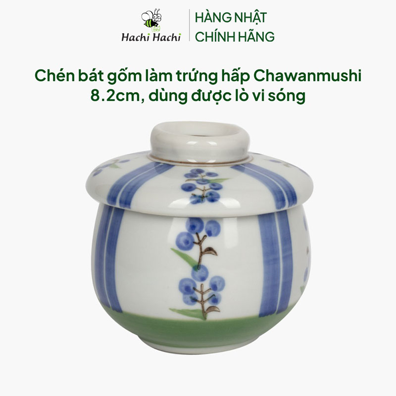Chén bát gốm làm trứng hấp Chawanmushi 8.2cm, dùng được lò vi sóng thương hiệu LIVING