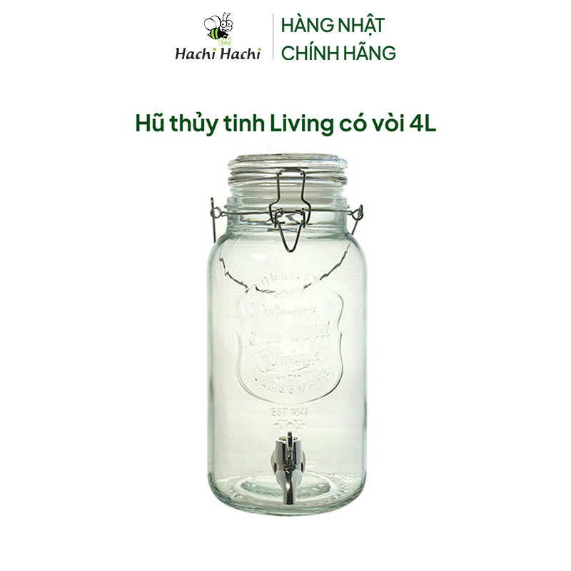 Hũ thủy tinh Living có vòi 4L  thương hiệu LIVING