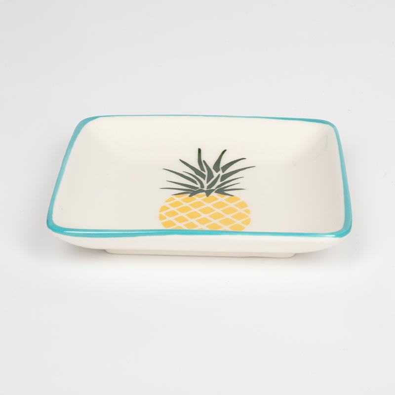 Đĩa gốm Living 10.8x10.8cm hình quả thơm thương hiệu LIVING