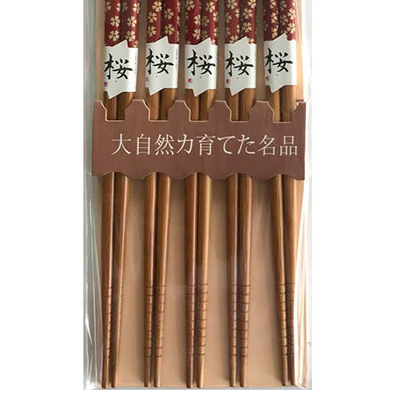 Đũa tre chống trượt Living 22.5cm (10 đôi) Hoa đỏ thương hiệu LIVING