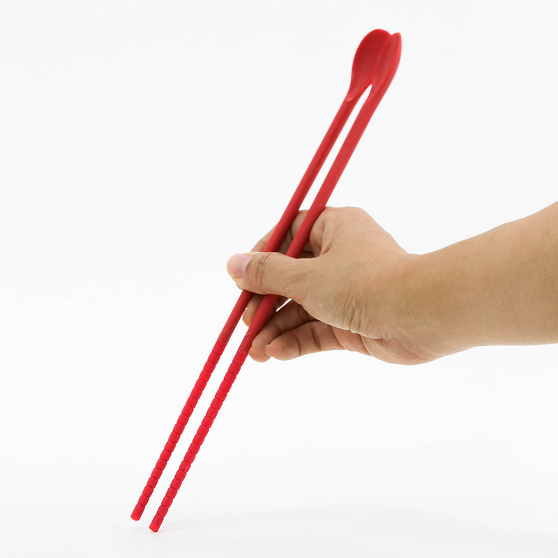 Đũa bếp silicone chống trượt kèm đầu muỗng 28cm (Đỏ rượu vang) thương hiệu LIVING