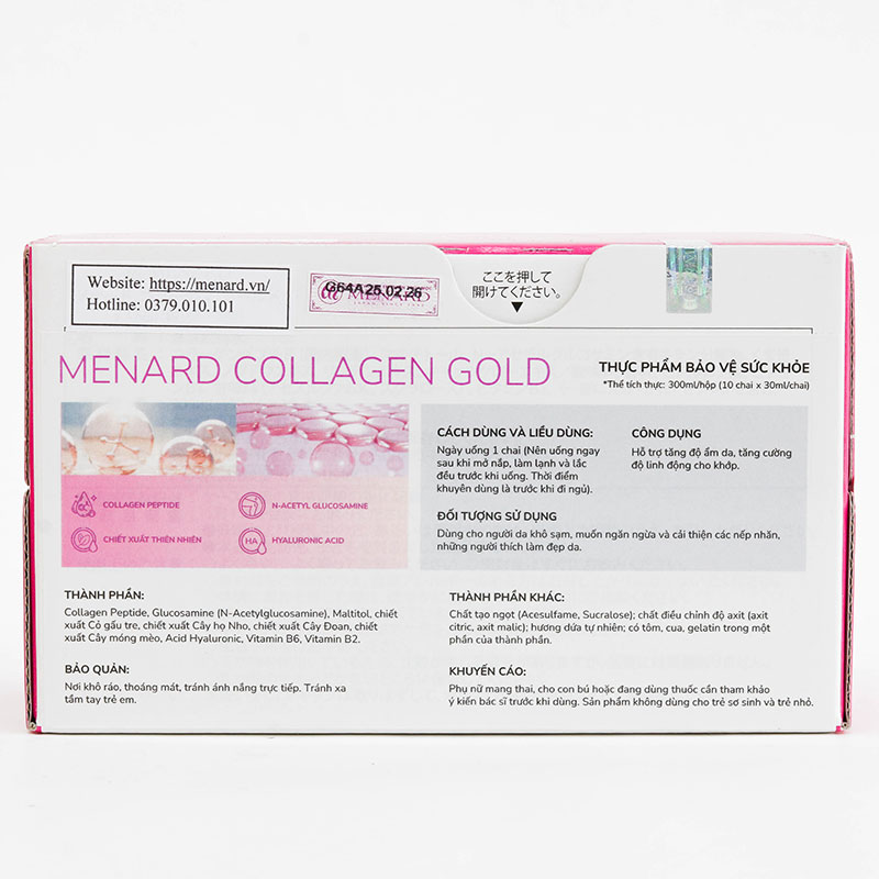 TPBVSK: Nước uống Menard Collagen Gold 30ml x 10 chai, tăng độ ẩm, xương khớp linh hoạt thương hiệu MENARD