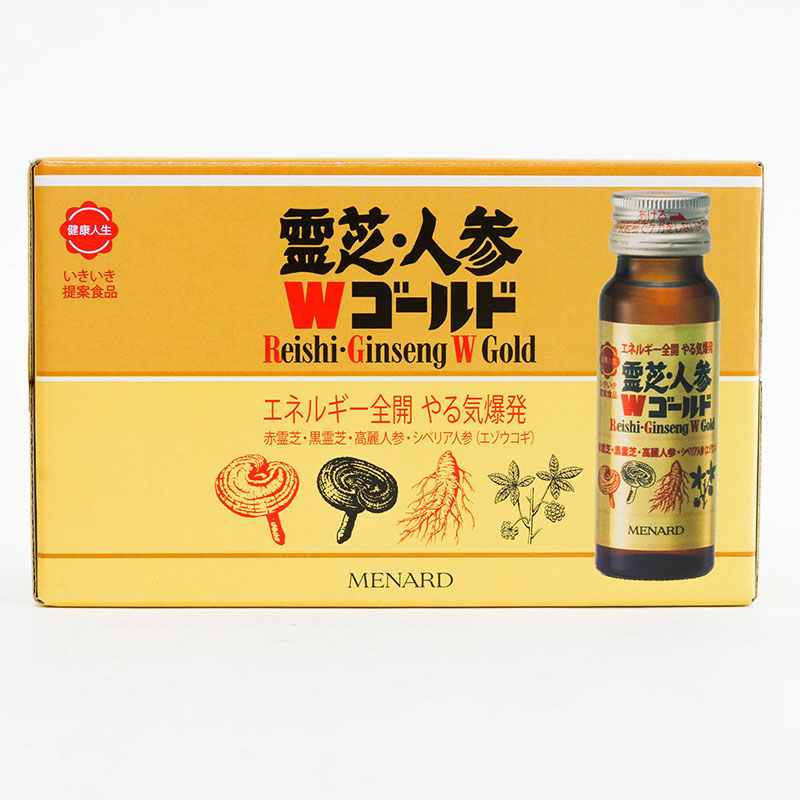 TPBVSK: Nước uống Menard Reishi-Ginseng W Gold 50ml x 10 chai, tăng cường sức khỏe, giảm mệt mỏi thương hiệu MENARD