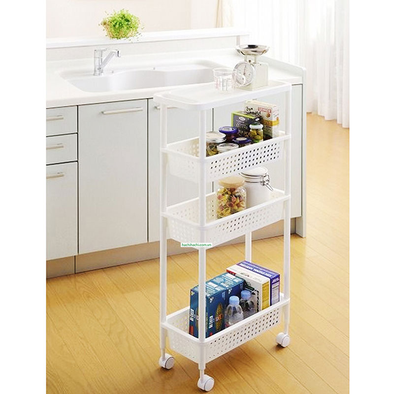 Kệ để đồ đa năng 4 tầng có bánh xe 21.5x48cm thương hiệu PEARL METAL