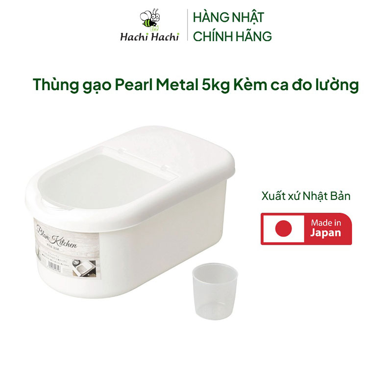 Thùng gạo Pearl Metal 5kg Kèm ca đo lường thương hiệu PEARL METAL