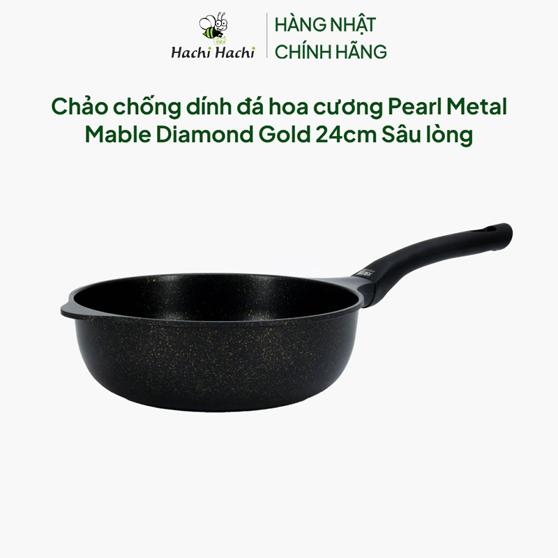 Chảo chống dính đá hoa cương Pearl Metal Mable Diamond Gold 24cm Sâu lòng thương hiệu PEARL METAL