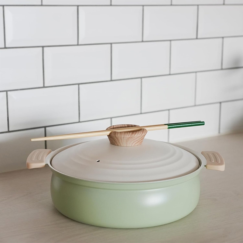 Nồi chống dính Ceramic Pearl Metal Natural Cook 24cm (Xanh), dùng được bếp từ thương hiệu PEARL METAL