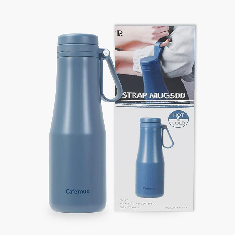 Bình giữ nhiệt nóng lạnh Pearl Metal 500ml có quai xách tiện mang đi (Xanh xám) thương hiệu PEARL METAL