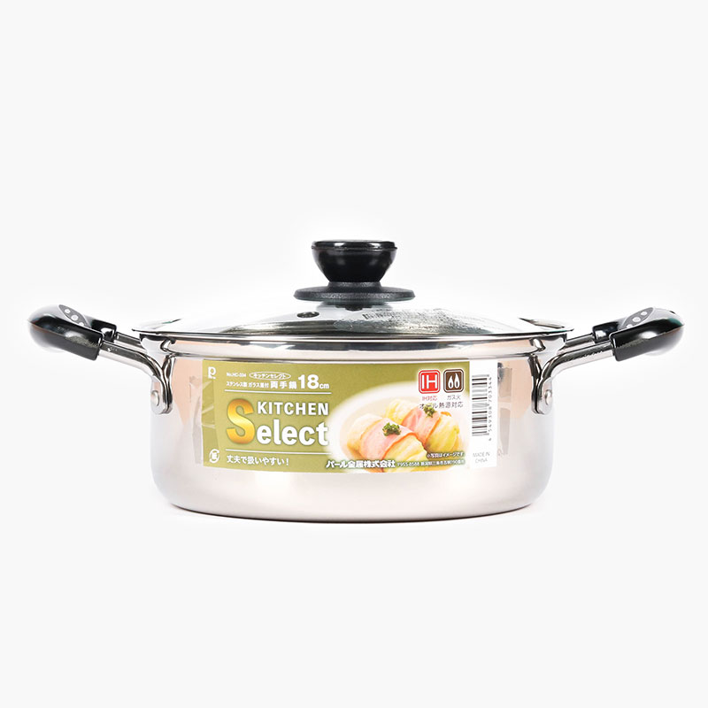 Nồi inox Pearl Metal Kitchen Select 18cm kèm nắp kính thương hiệu PEARL METAL