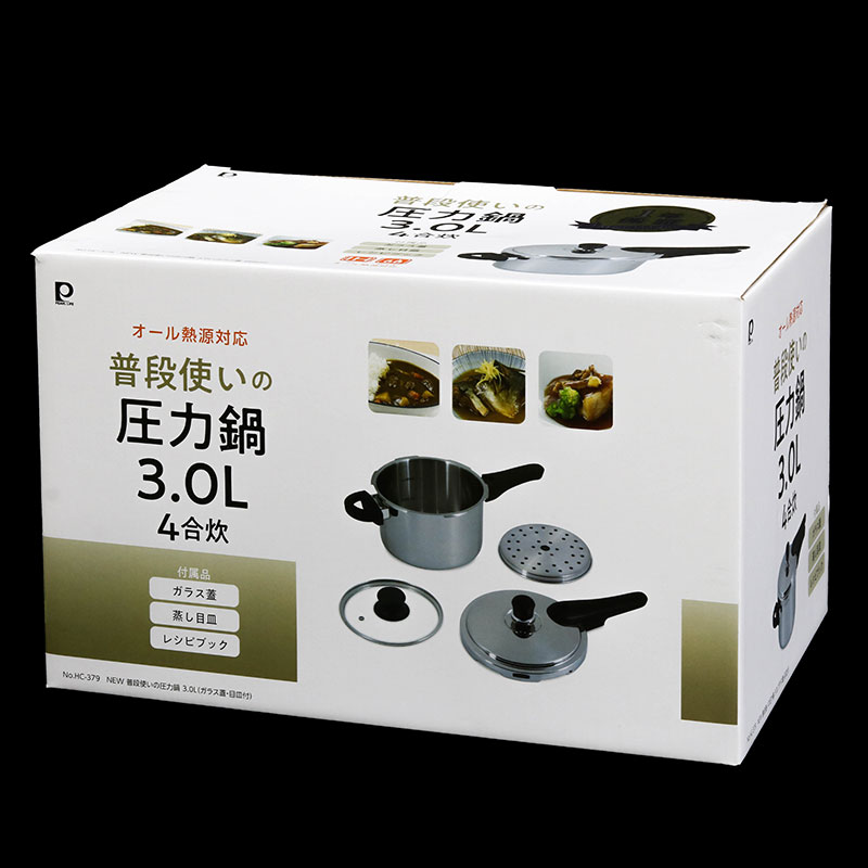 Nồi áp suất Pearl Metal  3L, kèm vỉ hấp và nắp kính, dùng được bếp từ thương hiệu PEARL METAL