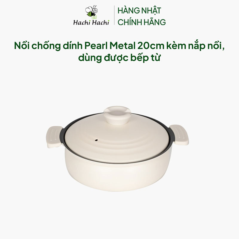 Nồi chống dính Pearl Metal 20cm kèm nắp nồi, dùng được bếp từ thương hiệu PEARL METAL