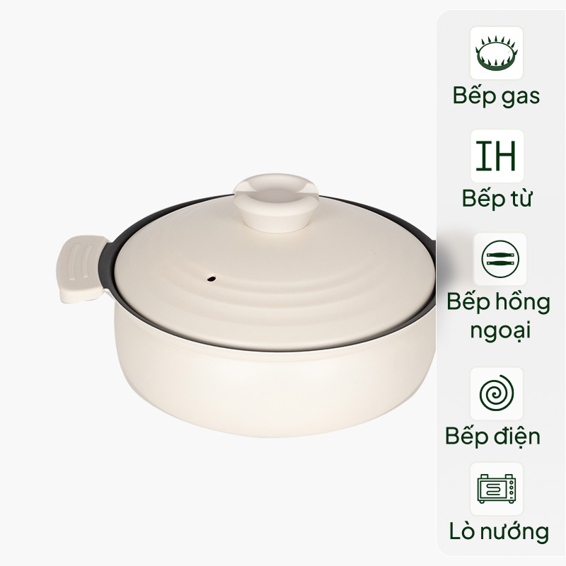 Nồi chống dính Pearl Metal 20cm kèm nắp nồi, dùng được bếp từ