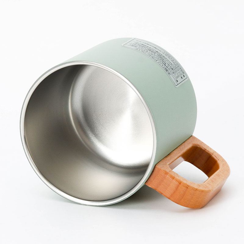 Ca, cốc, ly giữ nhiệt inox Pearl Metal 350ml quai gỗ (Xanh) thương hiệu PEARL METAL