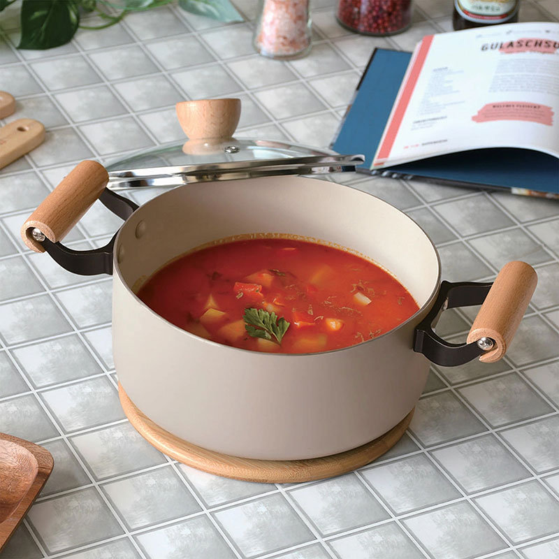 Nồi chống dính Pearl Metal Supple 20cm kèm nắp kính, PFOA, PFOS Free, dùng được bếp từ thương hiệu PEARL METAL
