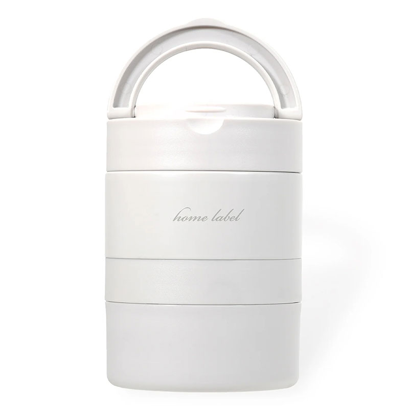 Bộ hộp cơm giữ nhiệt Pearl Metal 2 ngăn 700ml (Home Label - Xám trắng) thương hiệu PEARL METAL