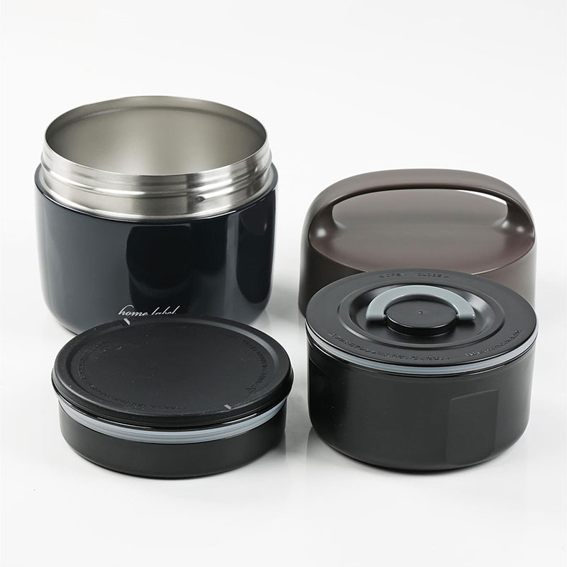 Bộ hộp cơm giữ nhiệt Pearl Metal 2 ngăn 1L (Home Label - Xanh Navy nâu) thương hiệu PEARL METAL