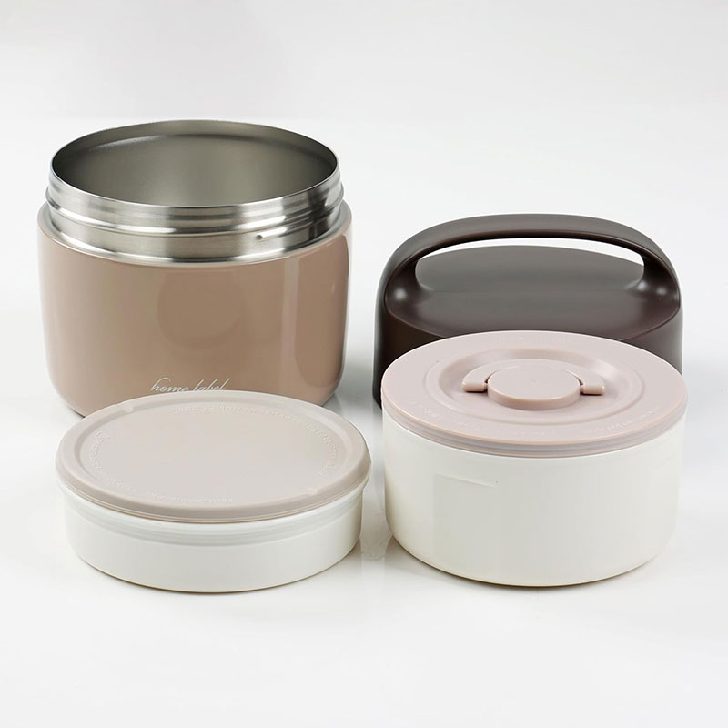 Bộ hộp cơm giữ nhiệt Pearl Metal 2 ngăn 1L (Home Label - Moca nâu) thương hiệu PEARL METAL