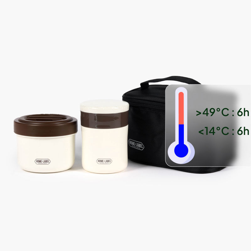 Bộ hộp cơm giữ nhiệt Pearl Metal Home Label 2 hộp 580ml, 280ml