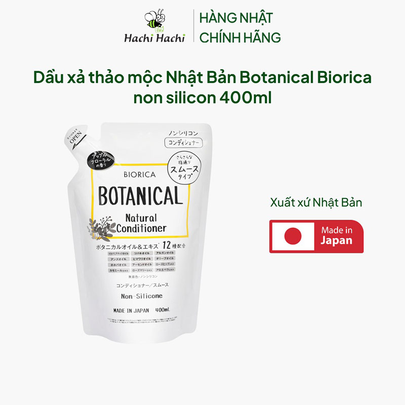 Dầu xả thảo mộc Nhật Bản Botanical Biorica non silicon 400ml thương hiệu 