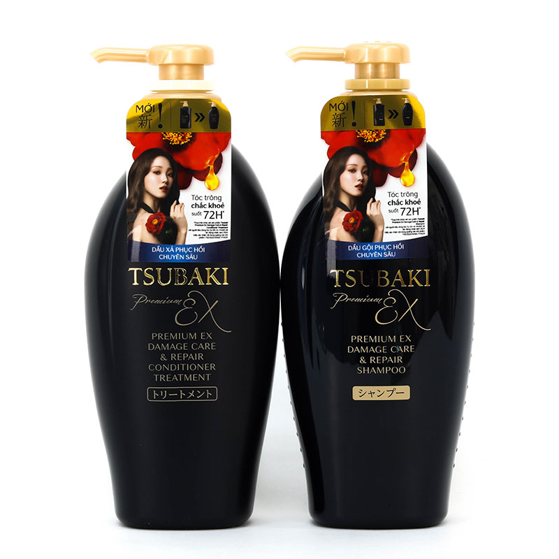 Dầu gội phục hồi chuyên sâu Nhật Bản Tsubaki Premium Ex damage care & repair shampoo 450ml thương hiệu TSUBAKI