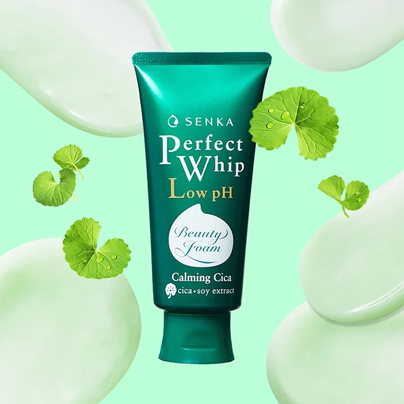 Sữa rửa mặt lành tính mướt mịn Senka Perfect Whip Low PH Calming Cica 100g thương hiệu SENKA