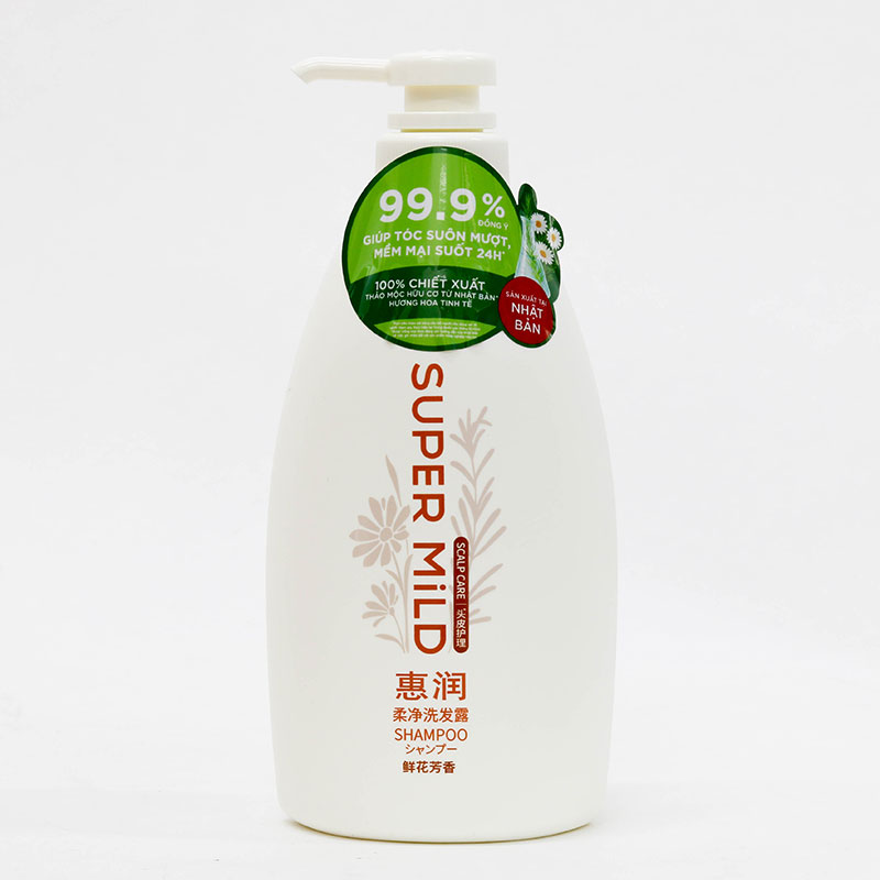 Dầu gội Nhật Bản dịu nhẹ hương hoa tinh tế Super Mild shampoo 600ml thương hiệu 