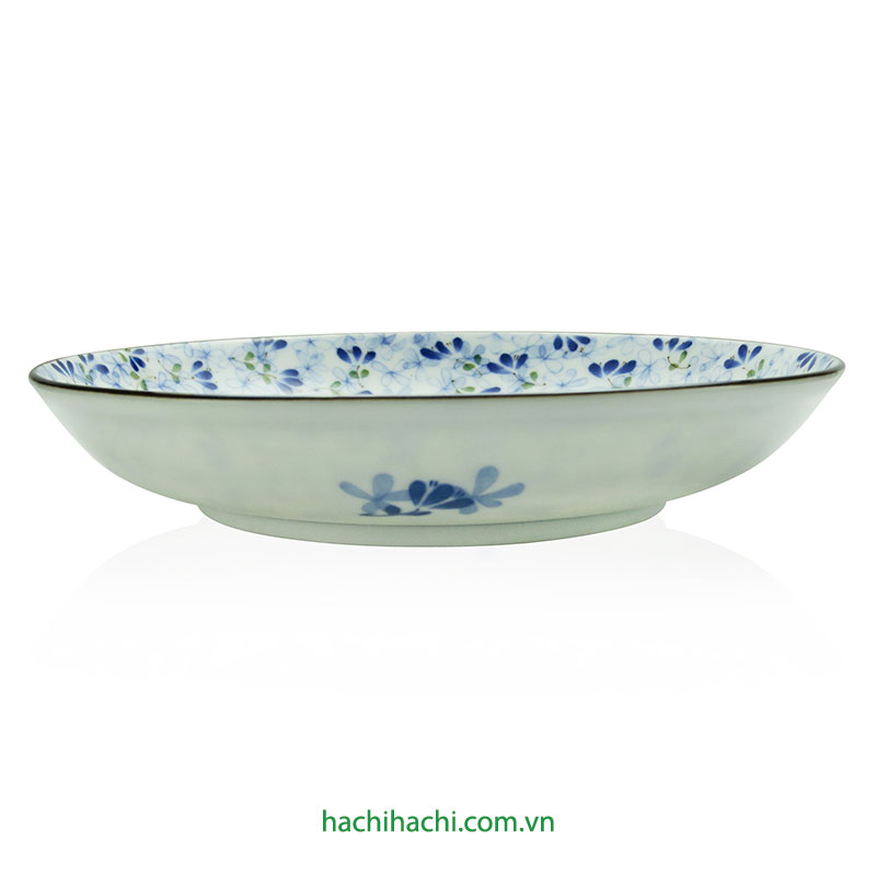 Đĩa sứ Nhật Bản 21.5cm, đĩa gốm sứ nông lòng, cạn lòng, dùng được lò vi sóng thương hiệu 