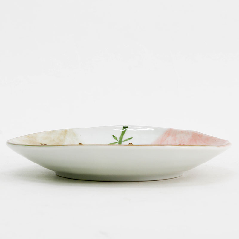 Đĩa sứ Nhật Bản 16.5x15.5cm, Đĩa gốm sứ nông lòng, đĩa gốm sứ cạn lòng, dùng được lò vi sóng (Cú mèo may mắn) thương hiệu 