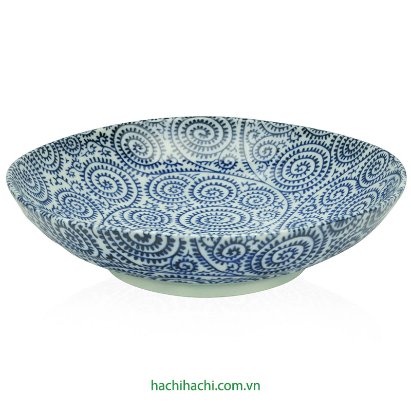 Đĩa sứ Nhật Bản 21cm, đĩa gốm sứ nông lòng, cạn lòng, dùng được lò vi sóng thương hiệu 