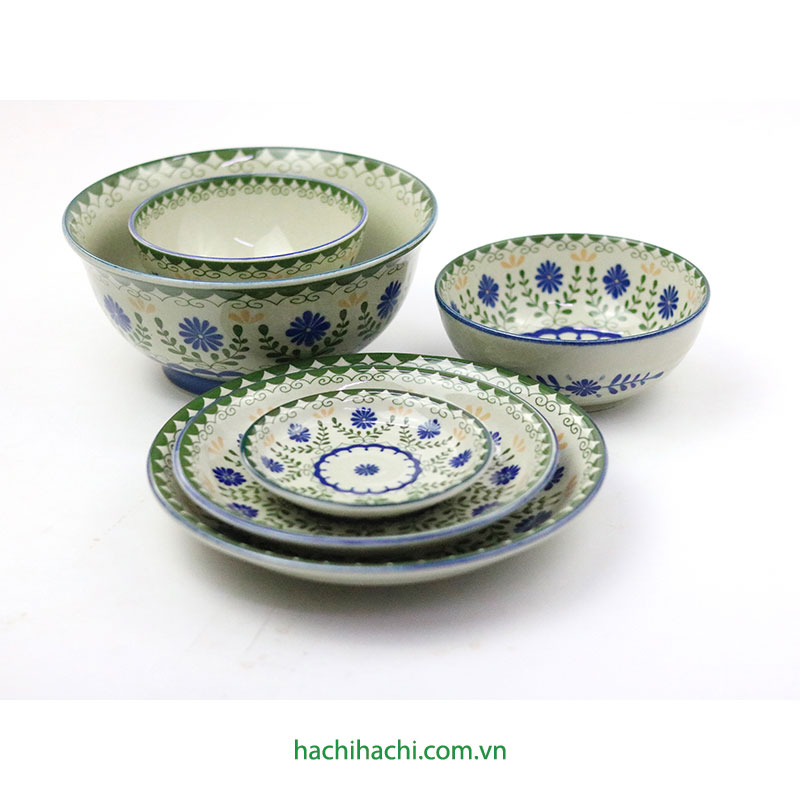 Đĩa gốm Nhật Bản 20.2cm, đĩa gốm sứ nông lòng, cạn lòng, dùng được lò vi sóng thương hiệu TORI