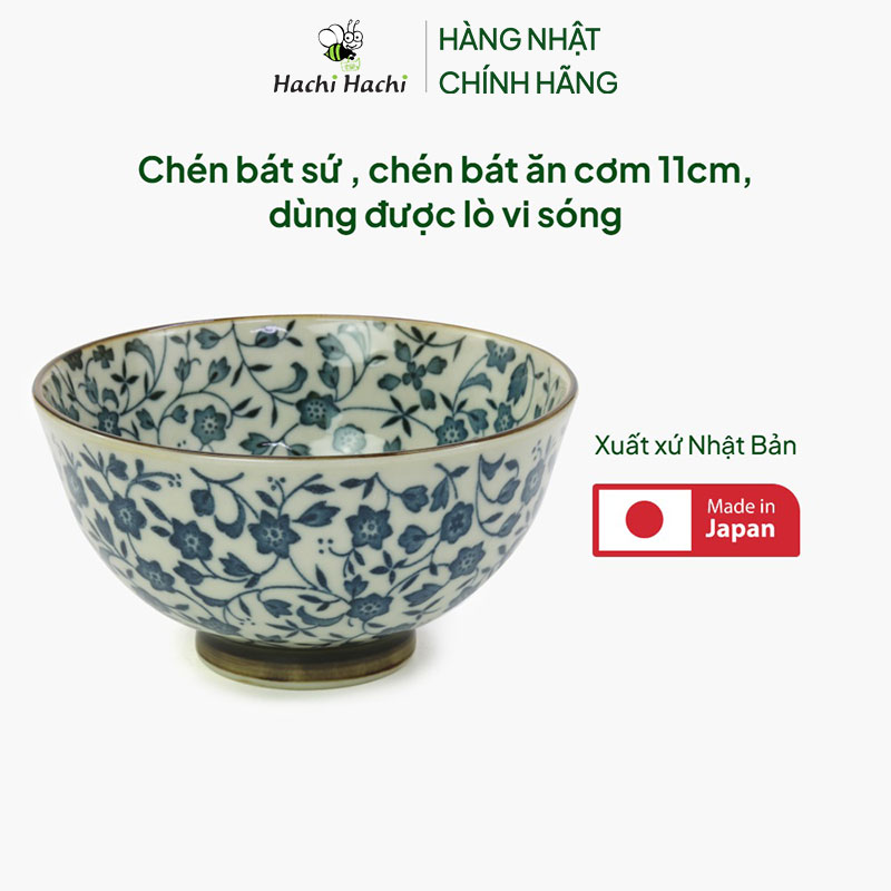 Chén bát sứ Nhật Bản, chén bát ăn cơm 11cm, dùng được lò vi sóng thương hiệu 