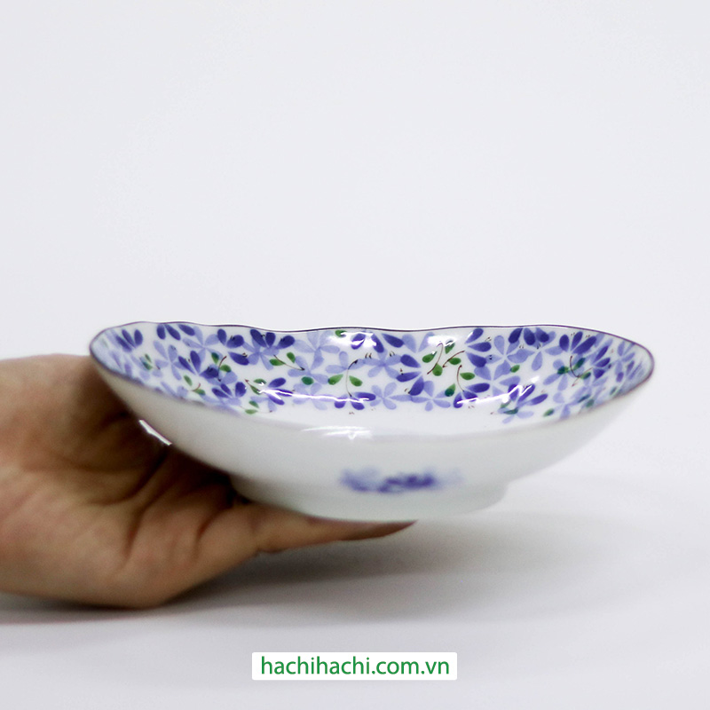 Đĩa sứ Nhật Bản 16x14cm, đĩa gốm sứ nông lòng, cạn lòng, dùng được lò vi sóng thương hiệu 