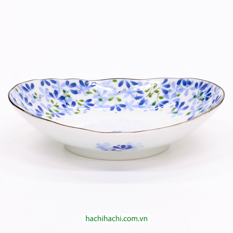 Đĩa sứ Nhật Bản 16x14cm, đĩa gốm sứ nông lòng, cạn lòng, dùng được lò vi sóng