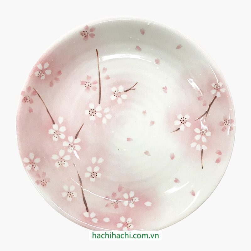 Đĩa sứ Nhật Bản 22.5cm Sakura, dùng được lò vi sóng thương hiệu 