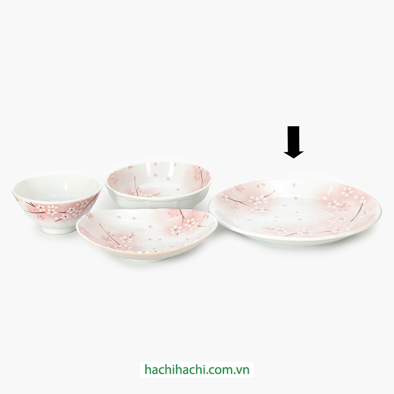 Đĩa sứ Nhật Bản 22.5cm Sakura, dùng được lò vi sóng thương hiệu 