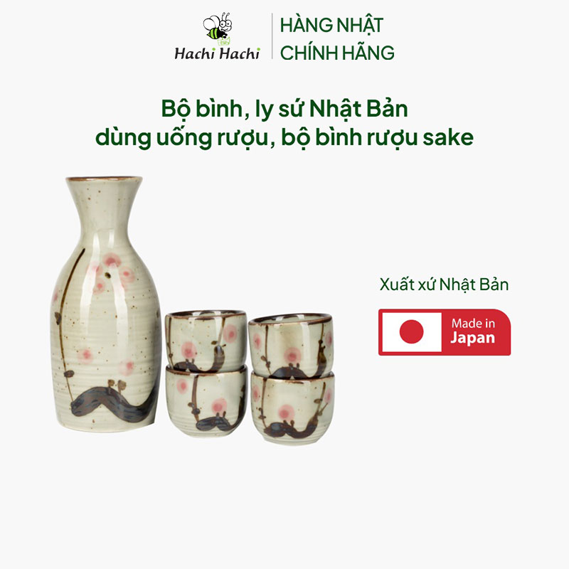 Bộ bình, ly sứ Nhật Bản dùng uống rượu, bộ bình rượu sake thương hiệu 