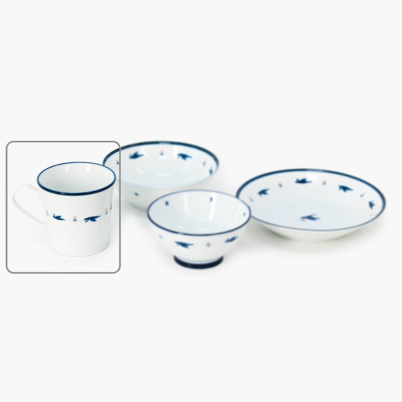 Ca, cốc, ly sứ Nhật Bản 300ml họa tiết chim vỗ cánh thương hiệu 