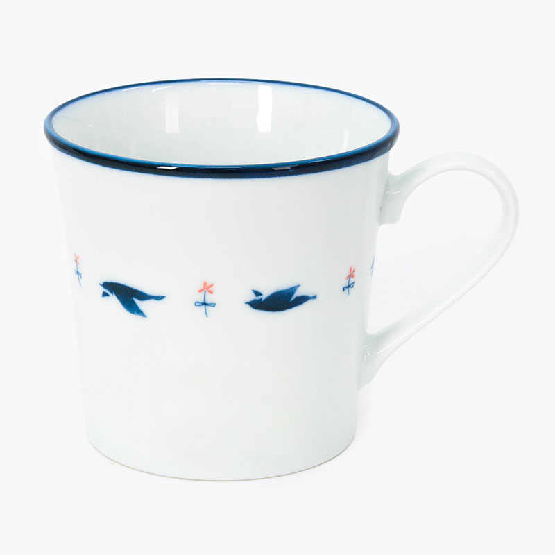 Ca, cốc, ly sứ Nhật Bản 300ml họa tiết chim vỗ cánh