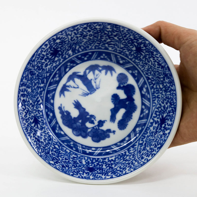 Đĩa sứ Nhật Bản 14cm,đĩa gốm sứ sâu lòng (Tùng Trúc Mai), dùng được lò vi sóng thương hiệu 