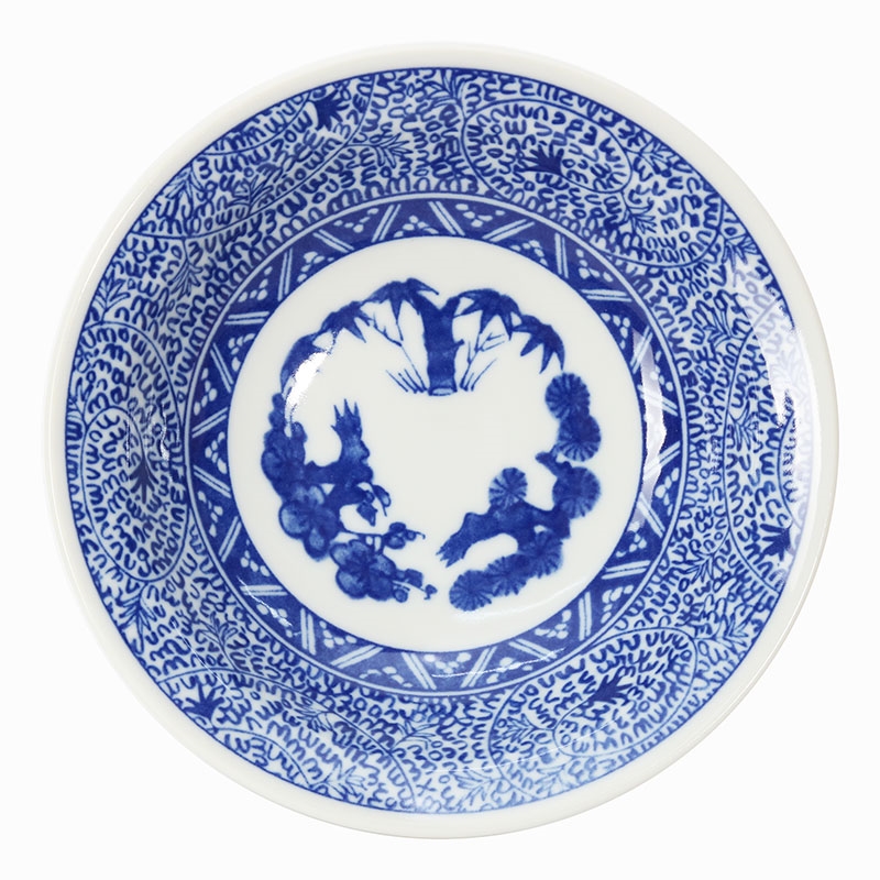 Đĩa sứ Nhật Bản 18.5cm, đĩa gốm sứ sâu lòng (Tùng Trúc Mai), dùng được lò vi sóng thương hiệu 