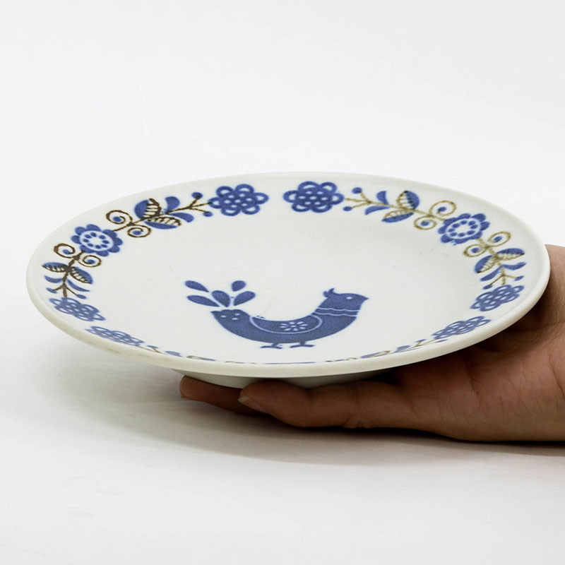Đĩa sứ Nhật Bản 17cm, đĩa gốm sứ nông lòng, cạn lòng (Chim bồ câu), dùng được lò vi sóng thương hiệu 