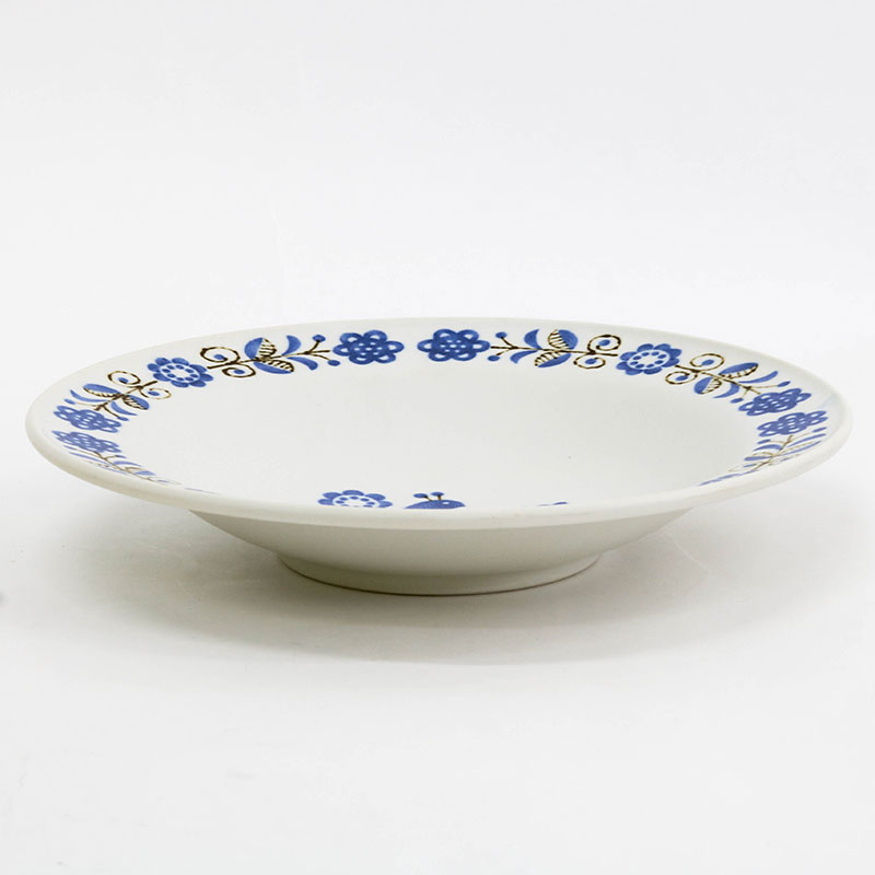 Đĩa sứ Nhật Bản 21.5cm, đĩa gốm sứ sâu lòng (Chim bồ câu), dùng được lò vi sóng